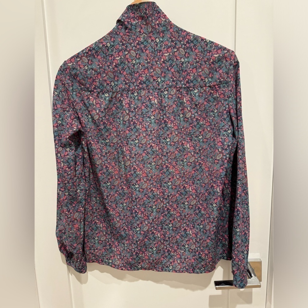 Pendleton Women's 100% Poly Floral Blouse Tie Scarf Button Front Shirt 6P / D - Picture 8 of 10